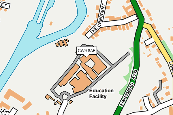 CW9 8AF map - OS OpenMap – Local (Ordnance Survey) CW9 8AF map - OS OpenMap – Local (Ordnance Survey)