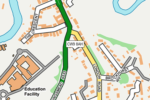 CW9 8AH map - OS OpenMap – Local (Ordnance Survey) CW9 8AH map - OS OpenMap – Local (Ordnance Survey)