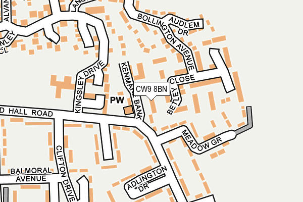 CW9 8BN map - OS OpenMap – Local (Ordnance Survey) CW9 8BN map - OS OpenMap – Local (Ordnance Survey)