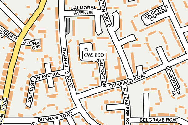 CW9 8DQ map - OS OpenMap – Local (Ordnance Survey) CW9 8DQ map - OS OpenMap – Local (Ordnance Survey)