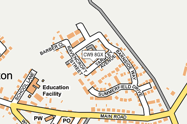 CW9 8GX map - OS OpenMap – Local (Ordnance Survey) CW9 8GX map - OS OpenMap – Local (Ordnance Survey)