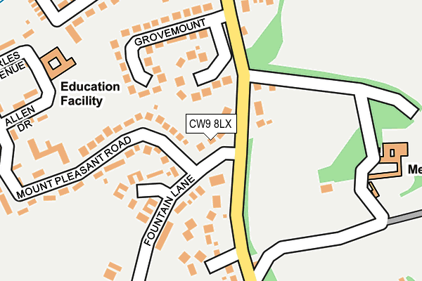 CW9 8LX map - OS OpenMap – Local (Ordnance Survey) CW9 8LX map - OS OpenMap – Local (Ordnance Survey)