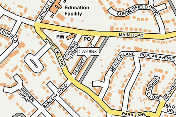 CW9 8NX map - OS OpenMap – Local (Ordnance Survey) CW9 8NX map - OS OpenMap – Local (Ordnance Survey)