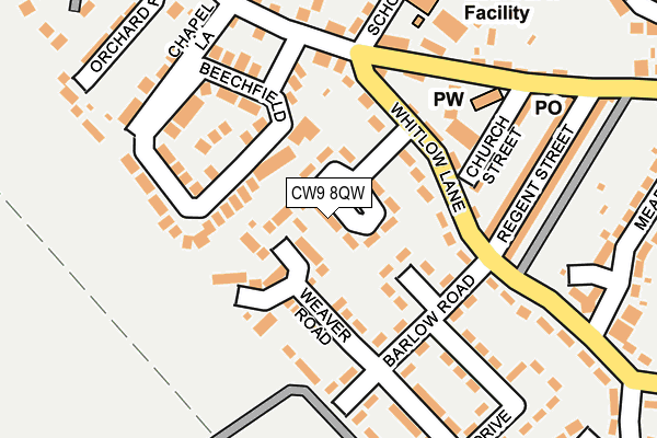 CW9 8QW map - OS OpenMap – Local (Ordnance Survey) CW9 8QW map - OS OpenMap – Local (Ordnance Survey)