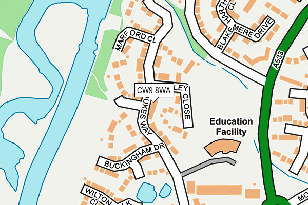 CW9 8WA map - OS OpenMap – Local (Ordnance Survey) CW9 8WA map - OS OpenMap – Local (Ordnance Survey)