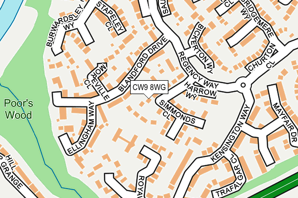 CW9 8WG map - OS OpenMap – Local (Ordnance Survey) CW9 8WG map - OS OpenMap – Local (Ordnance Survey)