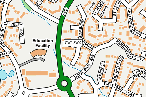 CW9 8WX map - OS OpenMap – Local (Ordnance Survey) CW9 8WX map - OS OpenMap – Local (Ordnance Survey)