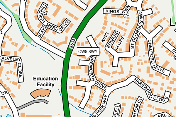CW9 8WY map - OS OpenMap – Local (Ordnance Survey) CW9 8WY map - OS OpenMap – Local (Ordnance Survey)