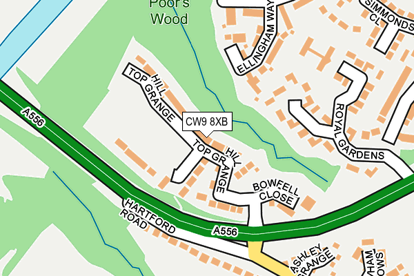 CW9 8XB map - OS OpenMap – Local (Ordnance Survey) CW9 8XB map - OS OpenMap – Local (Ordnance Survey)