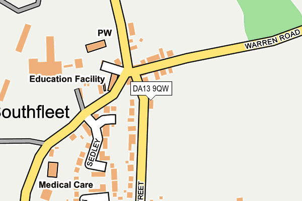 DA13 9QW map - OS OpenMap – Local (Ordnance Survey) DA13 9QW map - OS OpenMap – Local (Ordnance Survey)