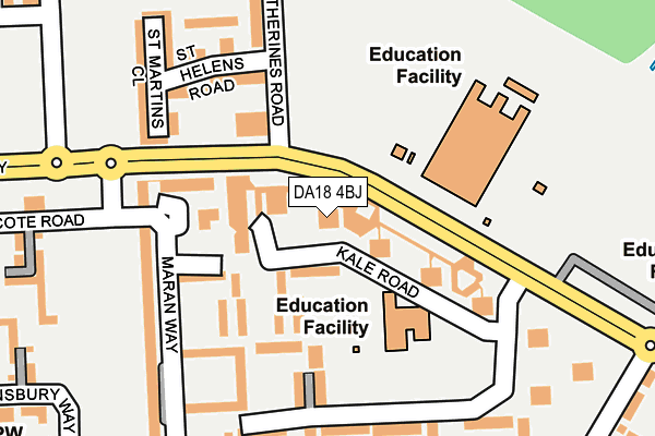 DA18 4BJ map - OS OpenMap – Local (Ordnance Survey) DA18 4BJ map - OS OpenMap – Local (Ordnance Survey)