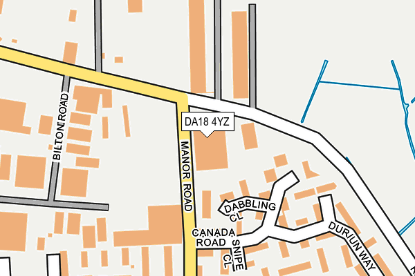 DA18 4YZ map - OS OpenMap – Local (Ordnance Survey) DA18 4YZ map - OS OpenMap – Local (Ordnance Survey)