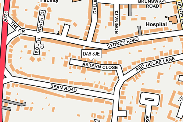 DA6 8JE map - OS OpenMap – Local (Ordnance Survey)