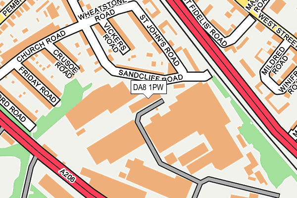 DA8 1PW map - OS OpenMap – Local (Ordnance Survey) DA8 1PW map - OS OpenMap – Local (Ordnance Survey)