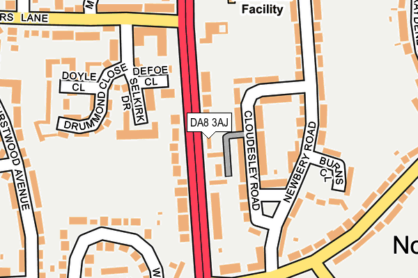 DA8 3AJ map - OS OpenMap – Local (Ordnance Survey) DA8 3AJ map - OS OpenMap – Local (Ordnance Survey)