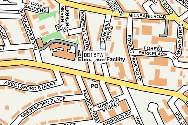 DD1 5PW map - OS OpenMap – Local (Ordnance Survey) DD1 5PW map - OS OpenMap – Local (Ordnance Survey)