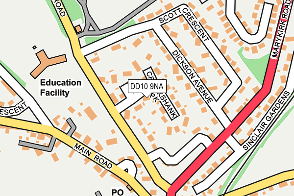 DD10 9NA map - OS OpenMap – Local (Ordnance Survey)