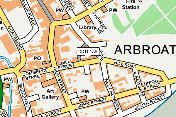DD11 1AB map - OS OpenMap – Local (Ordnance Survey) DD11 1AB map - OS OpenMap – Local (Ordnance Survey)