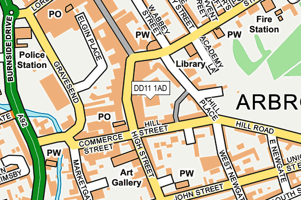 DD11 1AD map - OS OpenMap – Local (Ordnance Survey) DD11 1AD map - OS OpenMap – Local (Ordnance Survey)