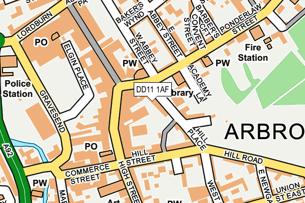 DD11 1AF map - OS OpenMap – Local (Ordnance Survey)