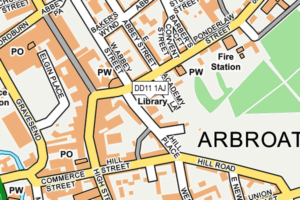 DD11 1AJ map - OS OpenMap – Local (Ordnance Survey)