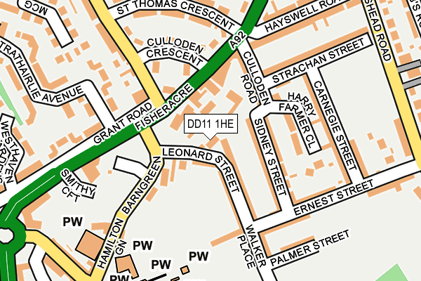DD11 1HE map - OS OpenMap – Local (Ordnance Survey) DD11 1HE map - OS OpenMap – Local (Ordnance Survey)
