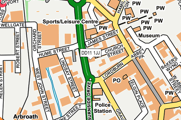 DD11 1JJ map - OS OpenMap – Local (Ordnance Survey)