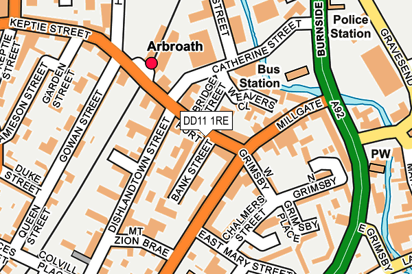 DD11 1RE map - OS OpenMap – Local (Ordnance Survey)