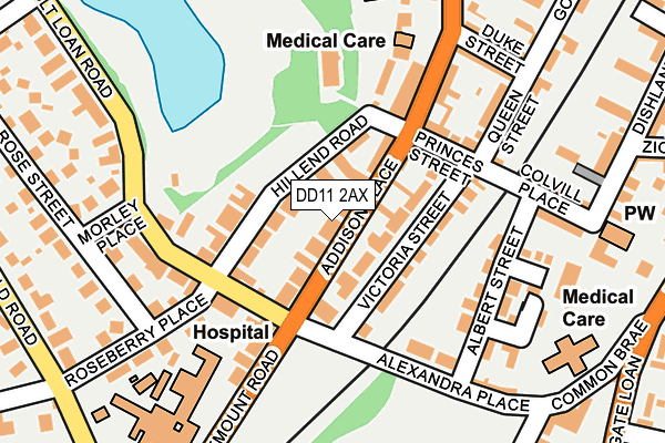 DD11 2AX map - OS OpenMap – Local (Ordnance Survey) DD11 2AX map - OS OpenMap – Local (Ordnance Survey)