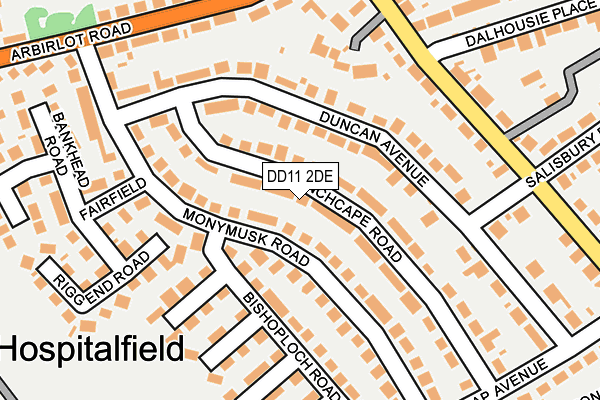 DD11 2DE map - OS OpenMap – Local (Ordnance Survey) DD11 2DE map - OS OpenMap – Local (Ordnance Survey)