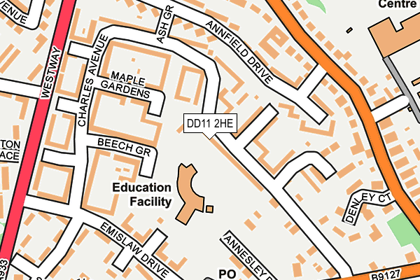 DD11 2HE map - OS OpenMap – Local (Ordnance Survey) DD11 2HE map - OS OpenMap – Local (Ordnance Survey)