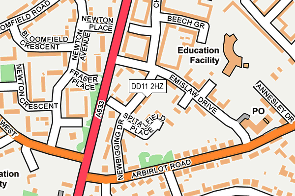 DD11 2HZ map - OS OpenMap – Local (Ordnance Survey) DD11 2HZ map - OS OpenMap – Local (Ordnance Survey)