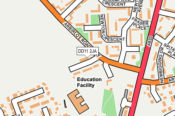 DD11 2JA map - OS OpenMap – Local (Ordnance Survey) DD11 2JA map - OS OpenMap – Local (Ordnance Survey)