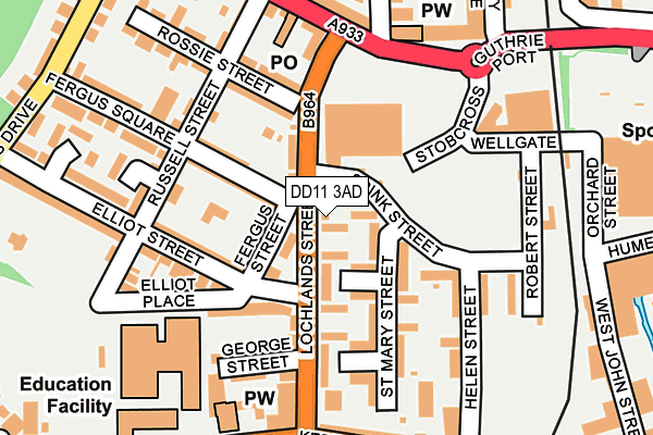 DD11 3AD map - OS OpenMap – Local (Ordnance Survey)