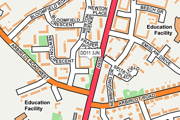 DD11 3JN map - OS OpenMap – Local (Ordnance Survey) DD11 3JN map - OS OpenMap – Local (Ordnance Survey)