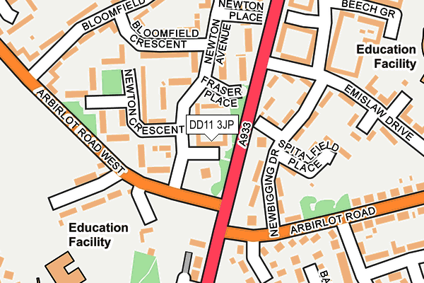 DD11 3JP map - OS OpenMap – Local (Ordnance Survey) DD11 3JP map - OS OpenMap – Local (Ordnance Survey)