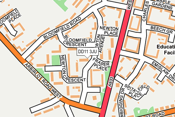 DD11 3JU map - OS OpenMap – Local (Ordnance Survey) DD11 3JU map - OS OpenMap – Local (Ordnance Survey)