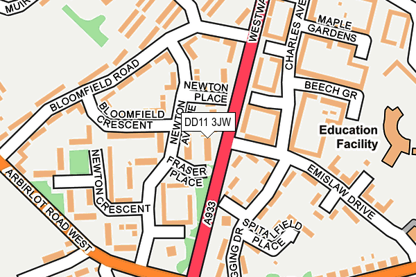 DD11 3JW map - OS OpenMap – Local (Ordnance Survey) DD11 3JW map - OS OpenMap – Local (Ordnance Survey)