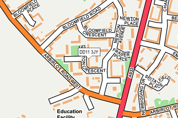 DD11 3JY map - OS OpenMap – Local (Ordnance Survey) DD11 3JY map - OS OpenMap – Local (Ordnance Survey)