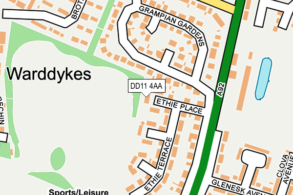 DD11 4AA map - OS OpenMap – Local (Ordnance Survey) DD11 4AA map - OS OpenMap – Local (Ordnance Survey)