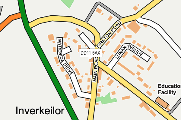 DD11 5AX map - OS OpenMap – Local (Ordnance Survey) DD11 5AX map - OS OpenMap – Local (Ordnance Survey)