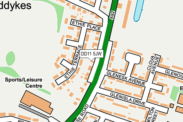 DD11 5JW map - OS OpenMap – Local (Ordnance Survey) DD11 5JW map - OS OpenMap – Local (Ordnance Survey)