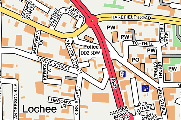 DD2 3DW map - OS OpenMap – Local (Ordnance Survey)