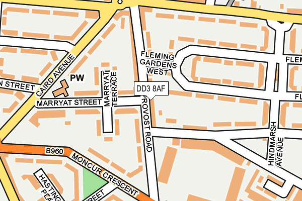 DD3 8AF map - OS OpenMap – Local (Ordnance Survey)