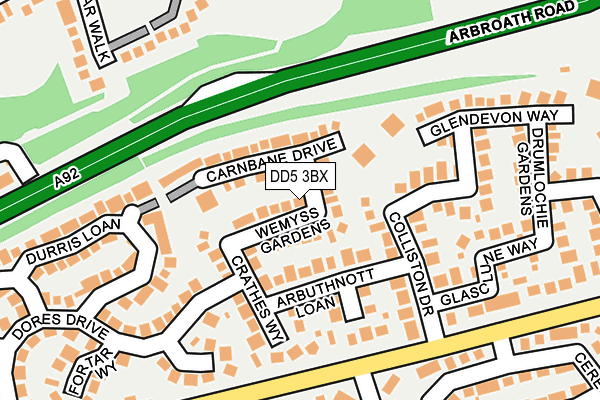 DD5 3BX map - OS OpenMap – Local (Ordnance Survey) DD5 3BX map - OS OpenMap – Local (Ordnance Survey)