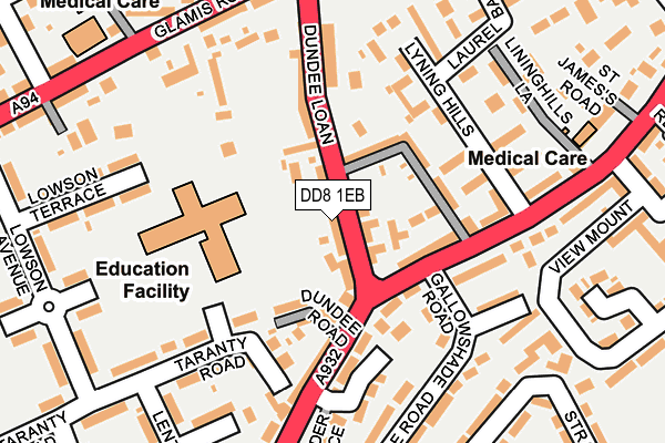 DD8 1EB map - OS OpenMap – Local (Ordnance Survey) DD8 1EB map - OS OpenMap – Local (Ordnance Survey)