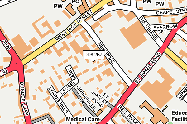 DD8 2BZ map - OS OpenMap – Local (Ordnance Survey) DD8 2BZ map - OS OpenMap – Local (Ordnance Survey)