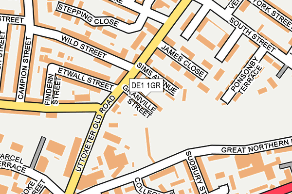 DE1 1GR map - OS OpenMap – Local (Ordnance Survey) DE1 1GR map - OS OpenMap – Local (Ordnance Survey)