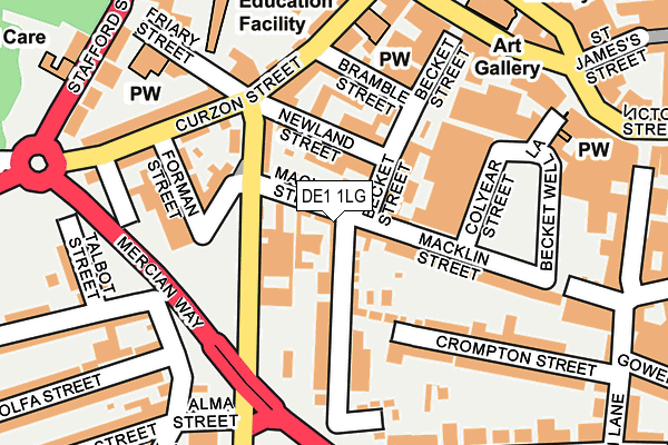 DE1 1LG map - OS OpenMap – Local (Ordnance Survey) DE1 1LG map - OS OpenMap – Local (Ordnance Survey)