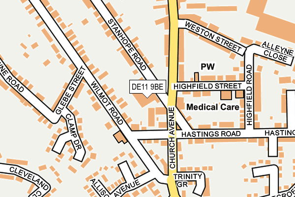 DE11 9BE map - OS OpenMap – Local (Ordnance Survey) DE11 9BE map - OS OpenMap – Local (Ordnance Survey)